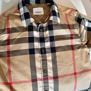 Kids Boy size 10Y Burberry Plaid Button-Up Shirt
